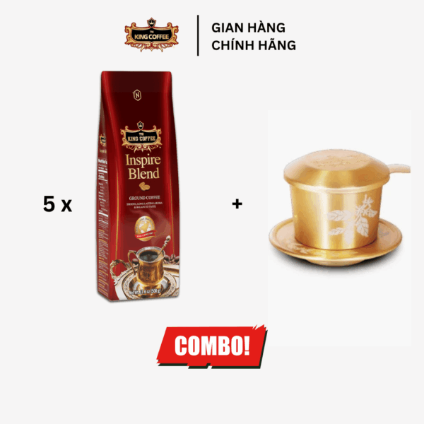 Combo 5 Túi Cà Phê Rang Xay Inspire Blend KING COFFEE - Túi 500g