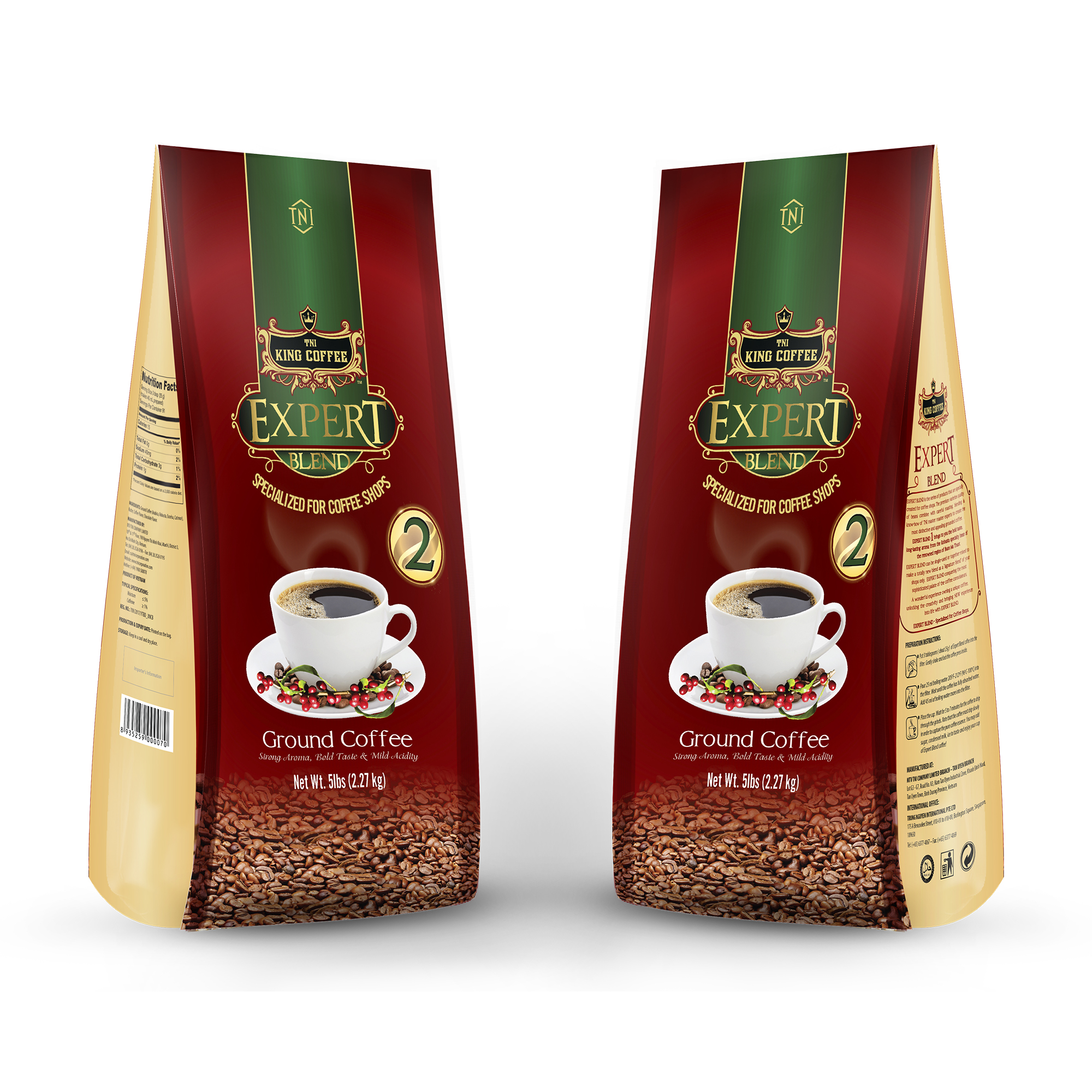 Túi Cà Phê Rang Xay Expert Blend 2 KING COFFEE – Túi 2270g