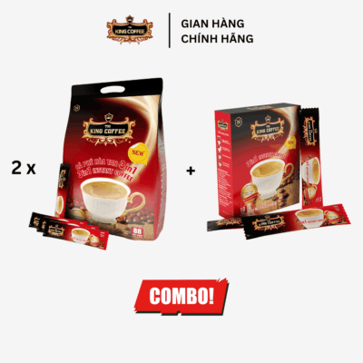 Combo 2 Cà Phê Hòa Tan 3IN1 KING COFFEE - Túi 88 gói x 16g + Cà Phê Hòa Tan 3IN1 KING COFFEE - Hộp 10 gói x 16g