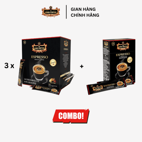 Combo 3 Cà Phê Đen Hòa Tan Espresso KING COFFEE