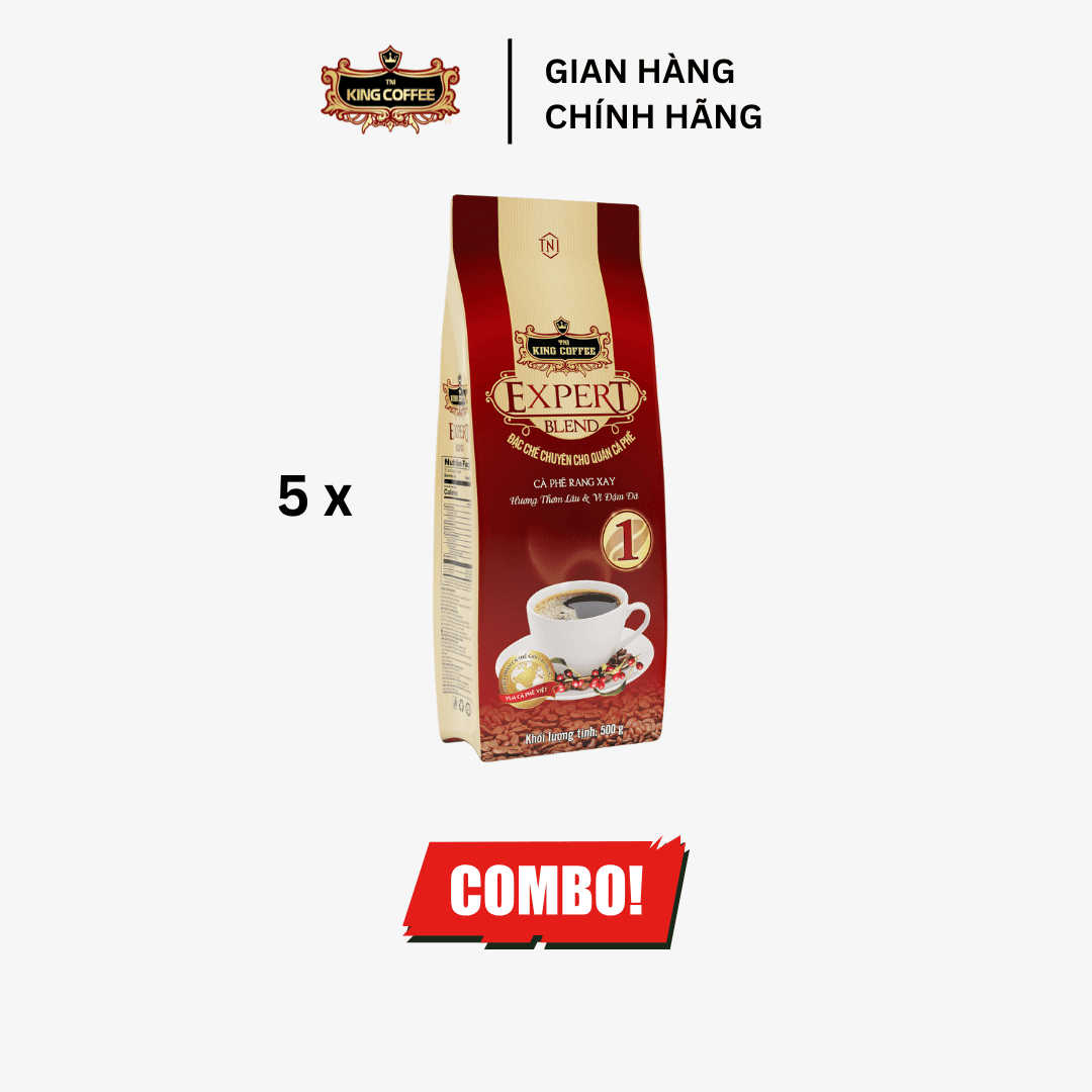 Combo 5 Cà Phê Rang Xay Expert Blend 1 KING COFFEE – Túi 500g + tặng 1 túi Expert cùng loại