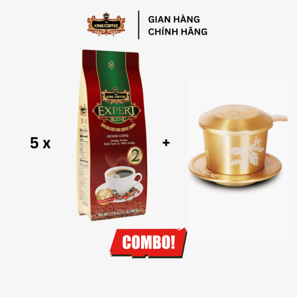 Combo 5 Túi Cà Phê Rang Xay Expert Blend 2 KING COFFEE – Túi 500g