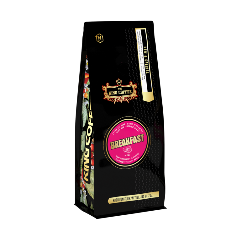 Cà Phê Hạt Rang Breakfast Blend KING COFFEE - Túi 340g