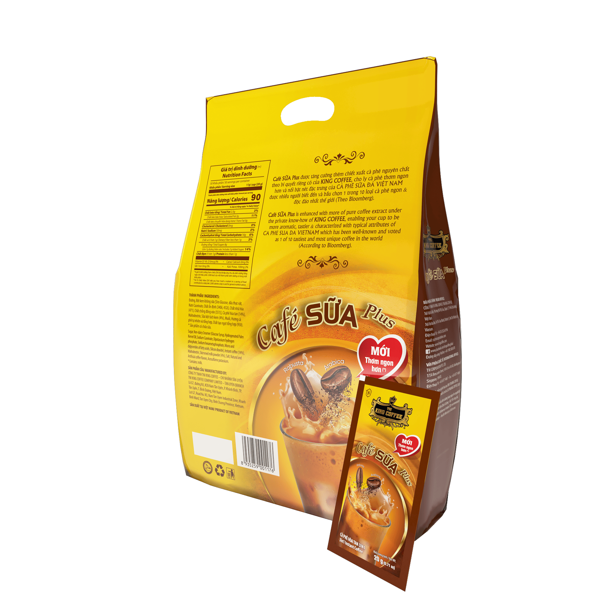 KING-COFFEE-Cafe-SUA-Plus-Tui-1kg-50-sachets-x-20g-mat-sau-sachets-1.png Túi Cà Phê Sữa Hòa Tan PLUS 3IN1 KING COFFEE - Túi 1kg (50 gói x 20g)