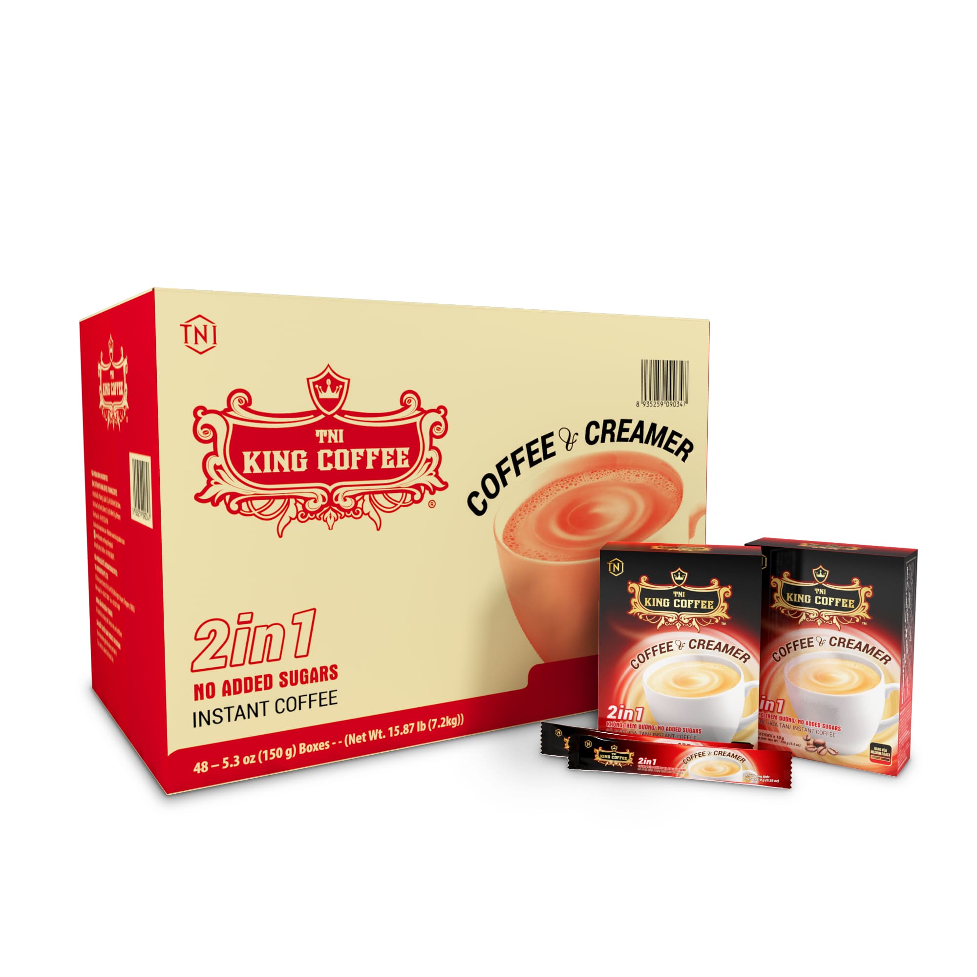 Thùng Cà Phê Hòa Tan 2IN1 KING COFFEE – Hộp 15 gói x 10g