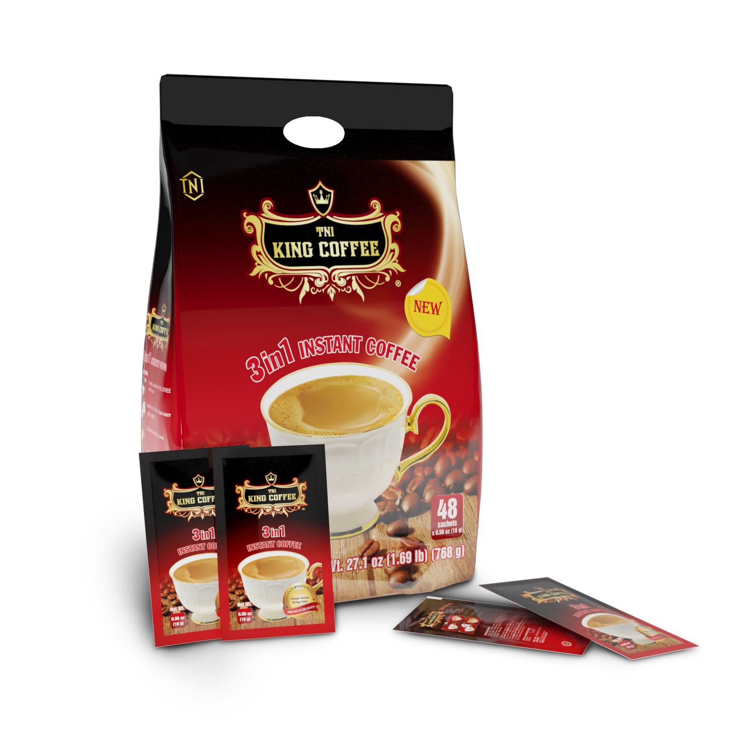 King-coffee-3in1-instant-Bag-48-sachets-x-16gr-BAG-48S-sanchets.jpg Cà Phê Hòa Tan 3IN1 KING COFFEE - Túi 48 gói x 16g
