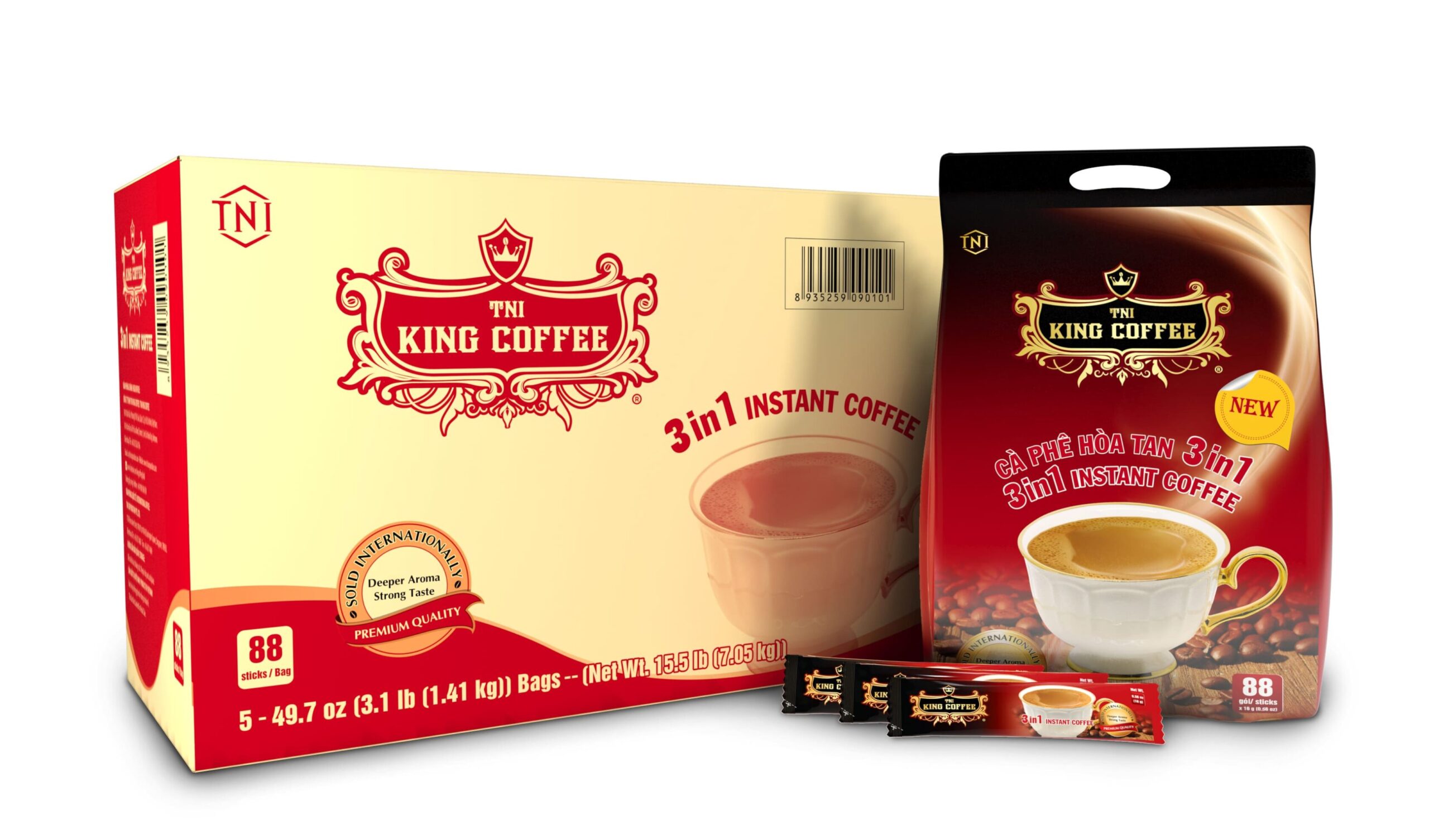King-coffee-3in1-instant-Bag-88-sticks-x16gr-bagstickscarton-scaled-1.jpg Thùng Cà Phê Hòa Tan 3IN1 KING COFFEE - Túi 88 gói x 16g