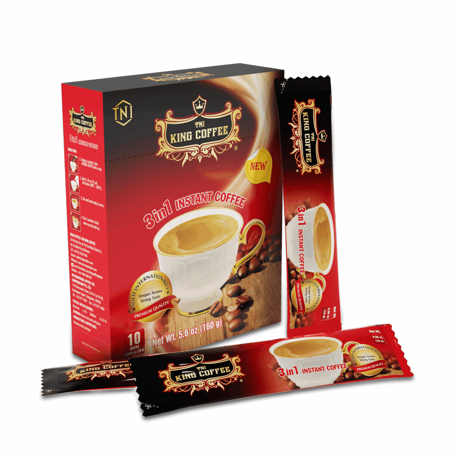 Cà Phê Hòa Tan 3IN1 KING COFFEE - Hộp 10 gói x 16g - King Coffee