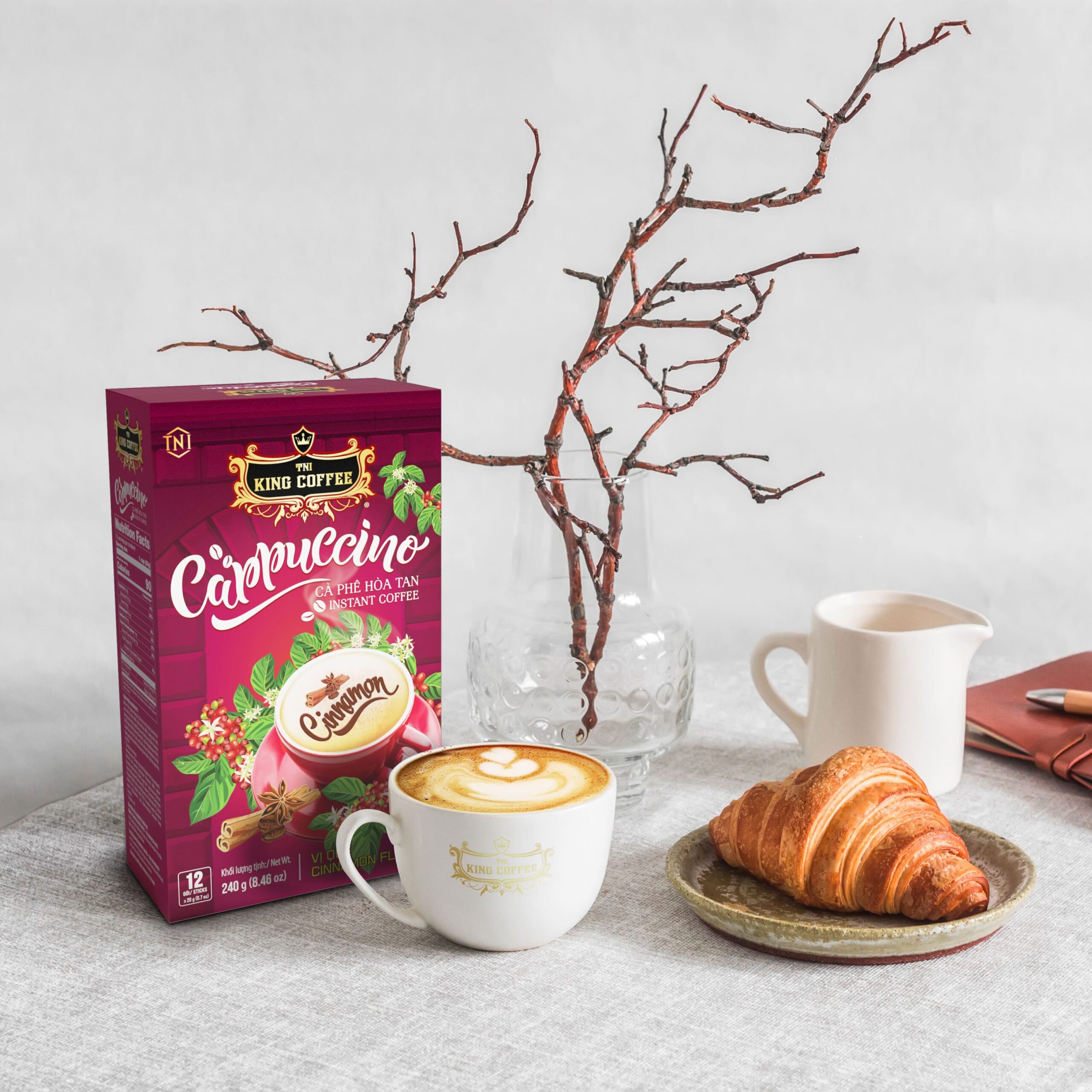 Mua Cà Phê Hòa Tan Cappuccino KING COFFEE vị Quế - Hộp 12 gói x 20g