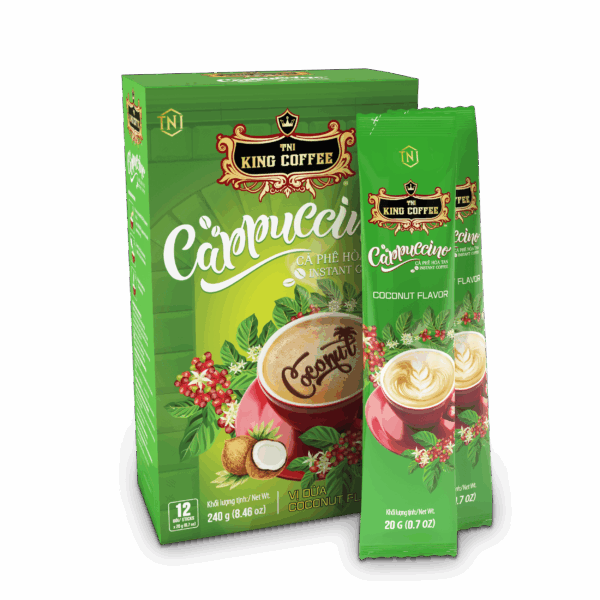 King coffee Cappuccino Coconut – Box 12 sticks x 20gr