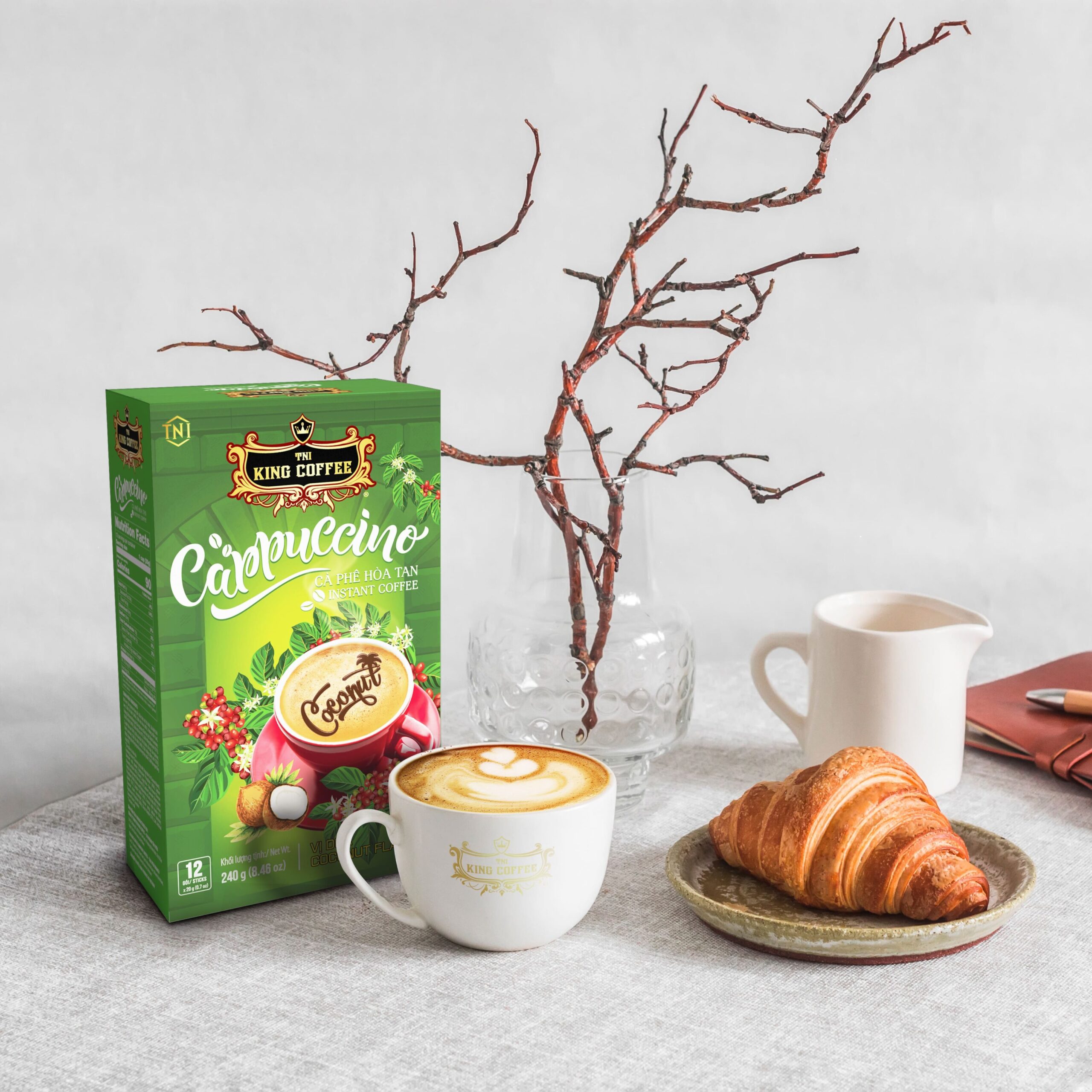 Mua Cà Phê Hòa Tan Cappuccino KING COFFEE vị Dừa - Hộp 12 gói x 20g