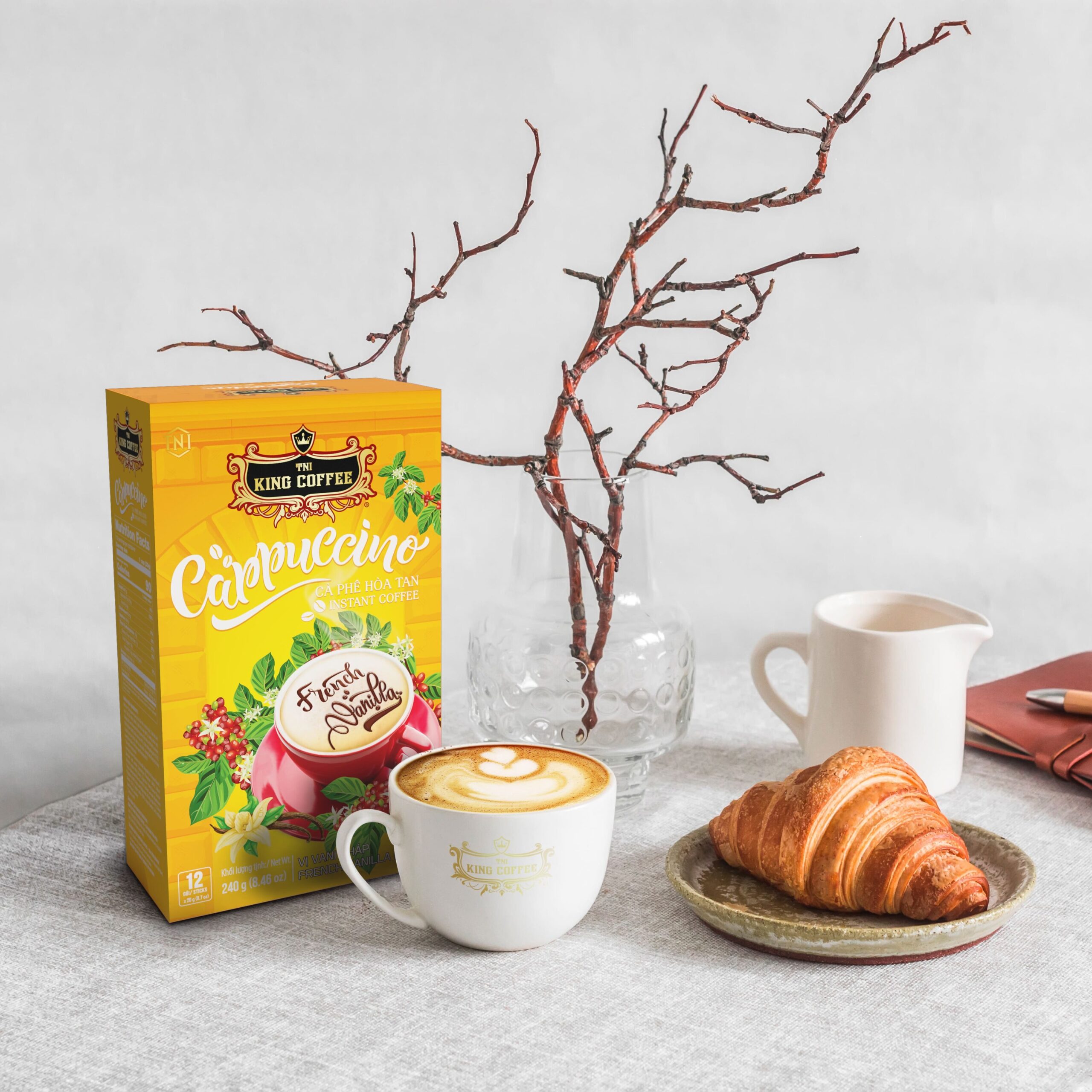 Mua Cà Phê Hòa Tan Cappuccino KING COFFEE vị Vanilla - Hộp 12 gói x 20g