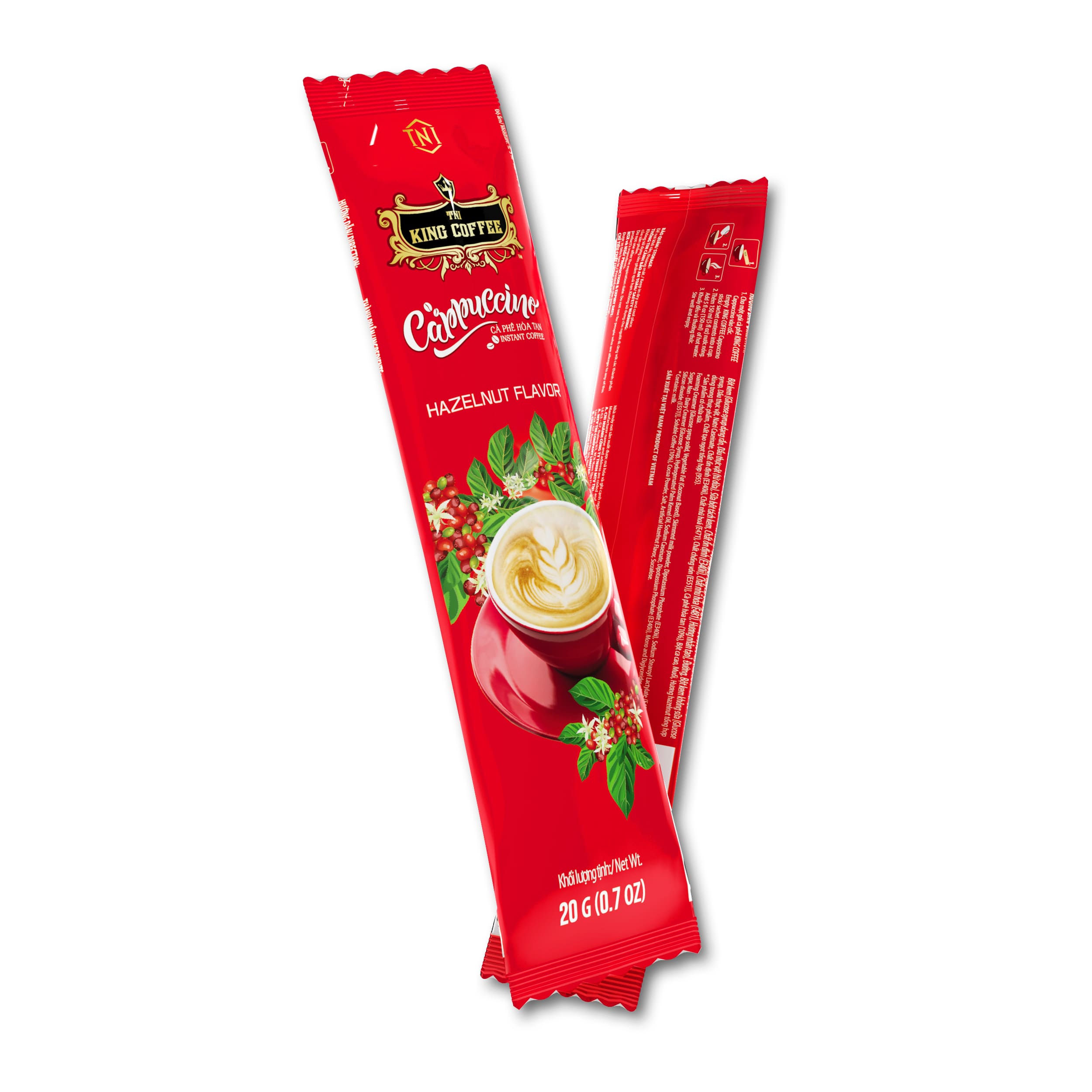 Gói Cà Phê Hòa Tan Cappuccino KING COFFEE vị Hạt Dẻ - Hộp 12 gói x 20g