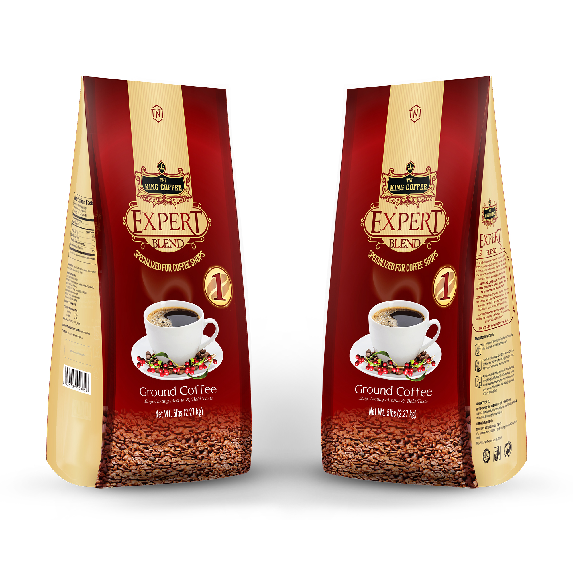 Túi Cà Phê Rang Xay Expert Blend 1 KING COFFEE - Túi 2270g