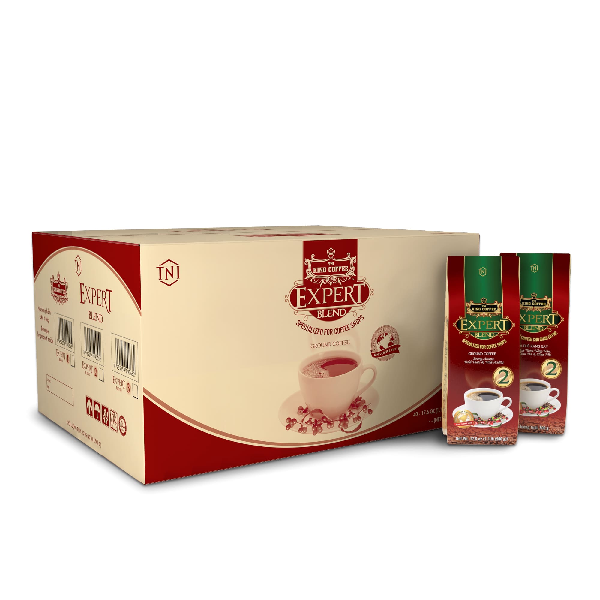 Thùng Cà Phê Rang Xay Expert Blend 2 KING COFFEE - Túi 500g