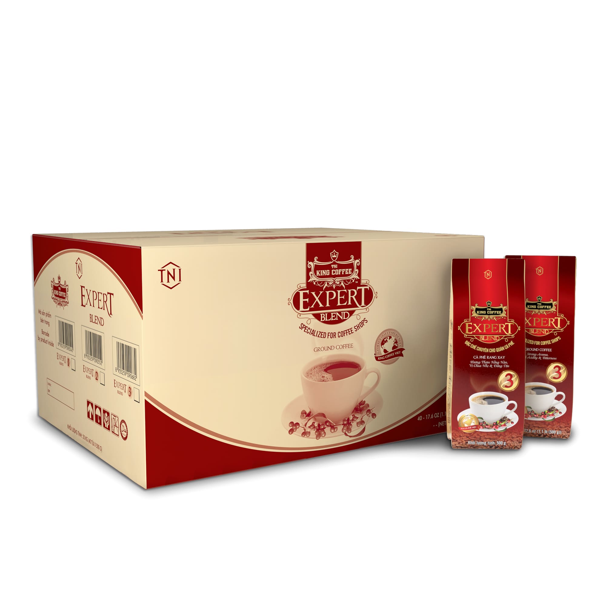 Thùng Cà Phê Rang Xay Expert Blend 3 KING COFFEE - Túi 500g