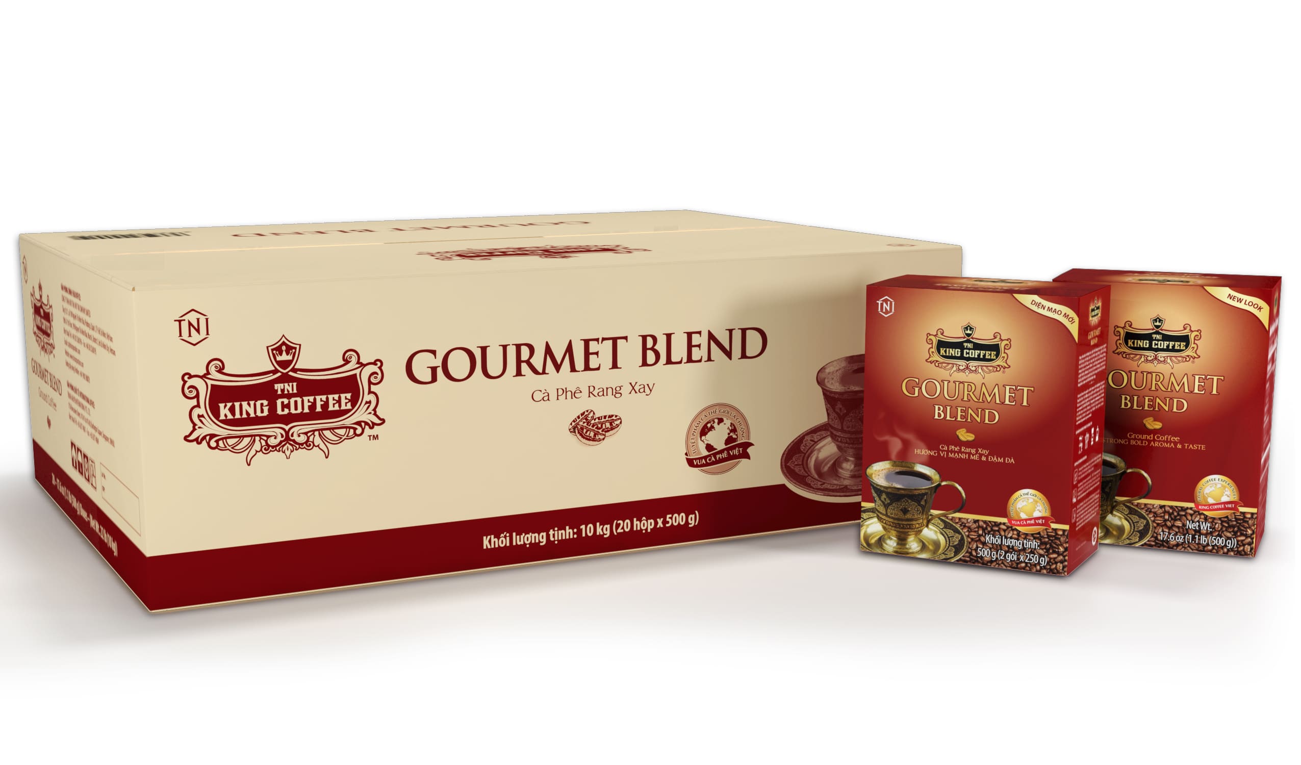 Thùng cà Phê Rang Xay Gourmet Blend KING COFFEE - Hộp 500g