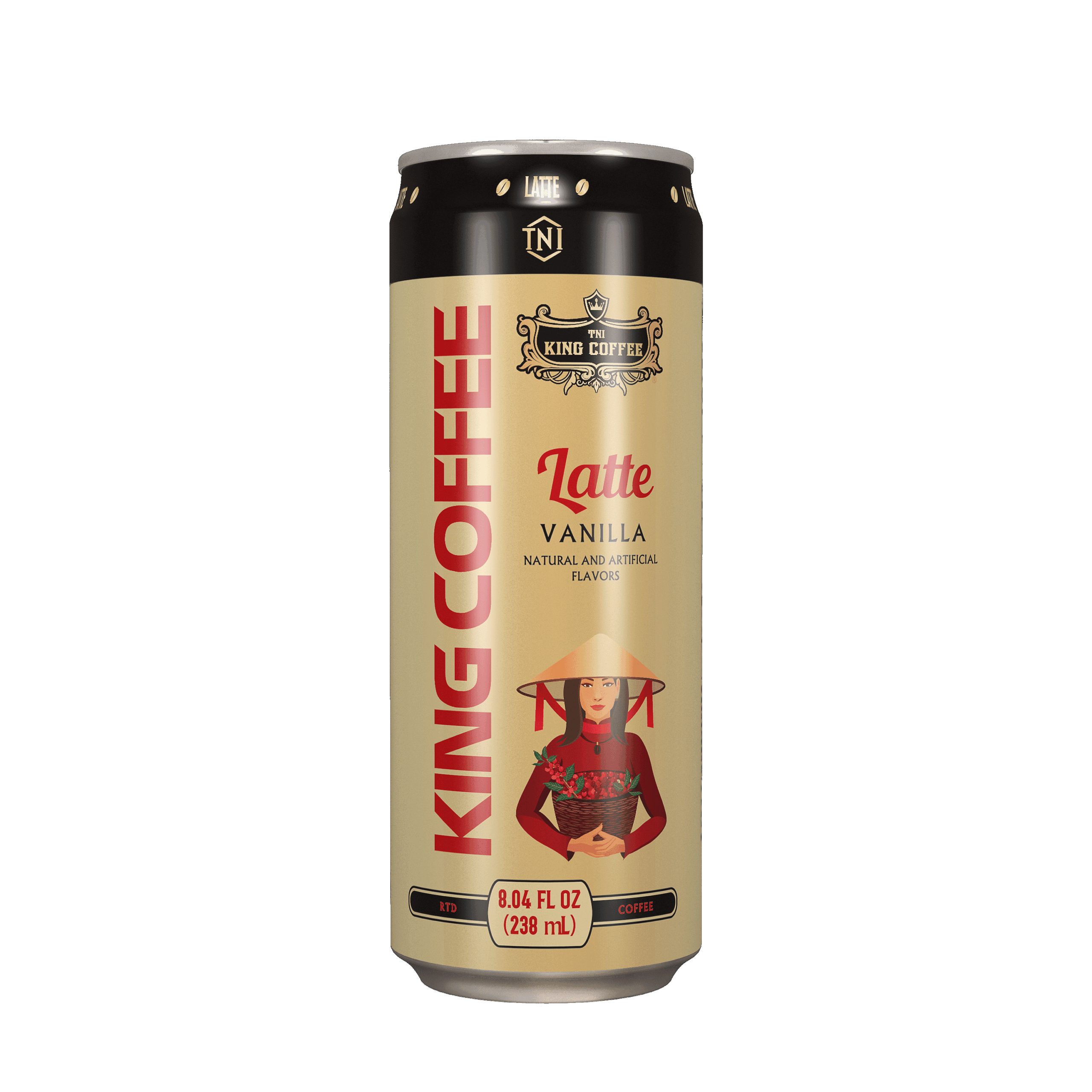 Cà Phê Latte Vanilla Uống Liền KING COFFEE - Lon 238ml - Lốc 6 lon