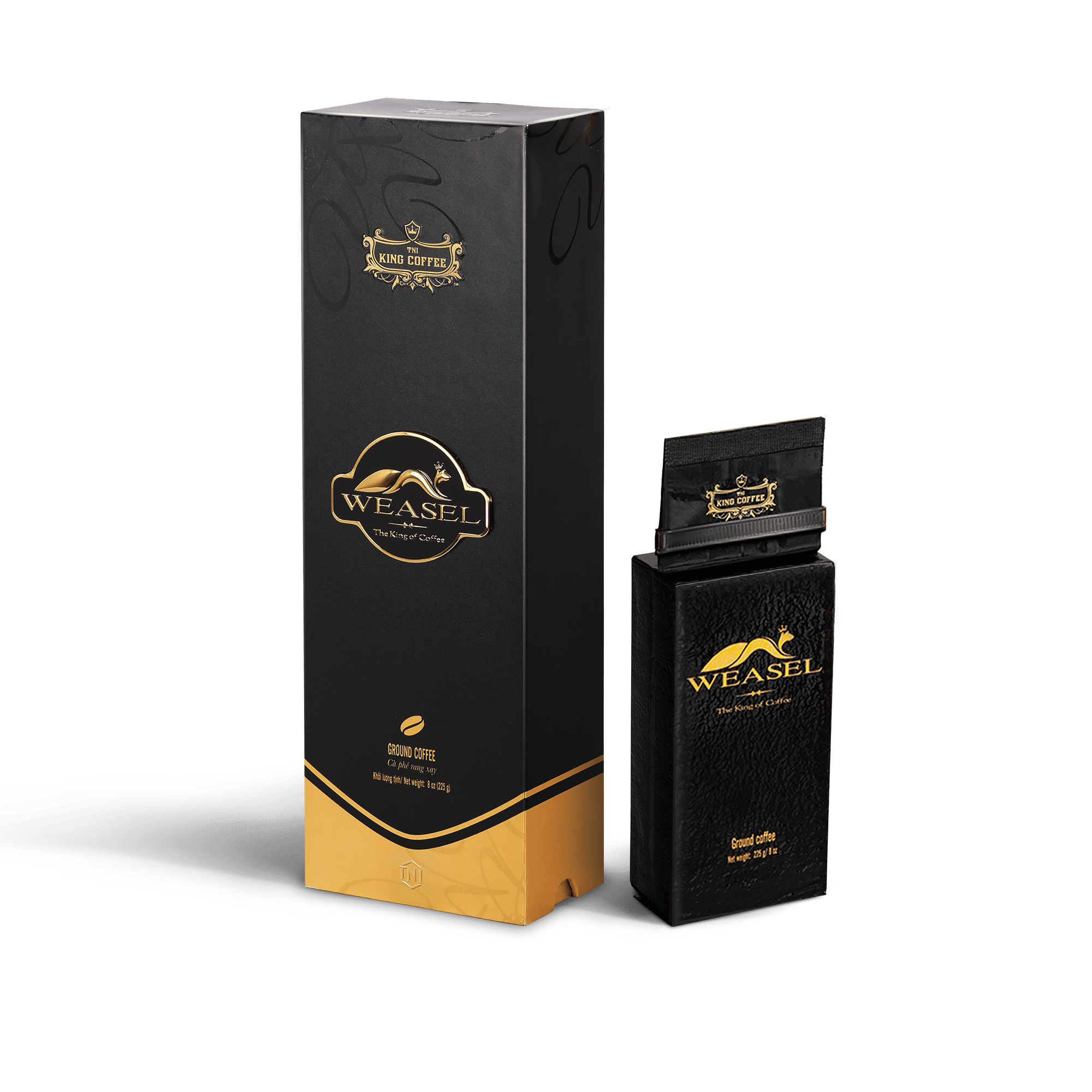 King-coffee-Weasel-Box-225gr-main-1.png Cà Phê Rang Xay Cao Cấp Weasel KING COFFEE - Hộp 225 g