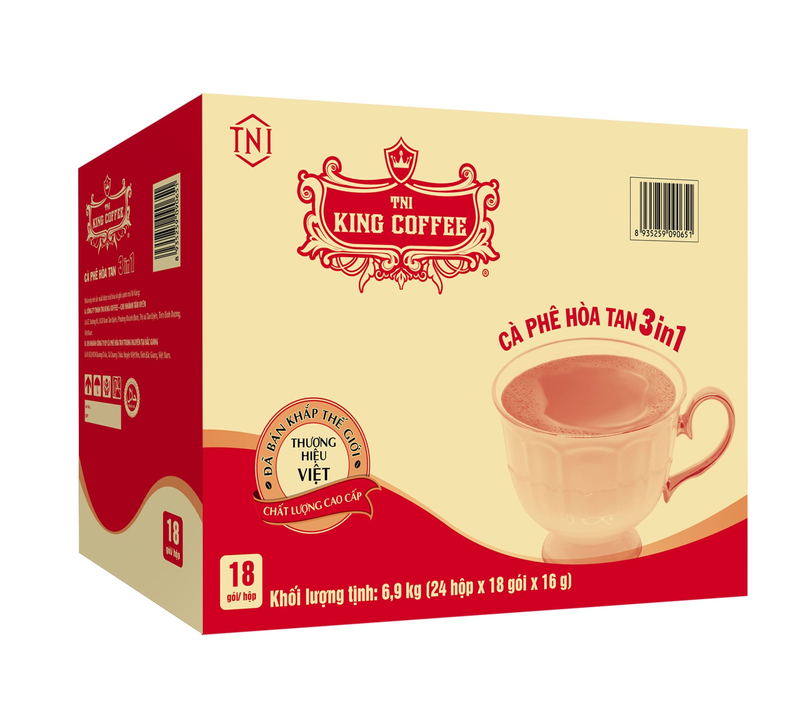 Thùng Cà Phê Hòa Tan 3IN1 KING COFFEE – Hộp 18 gói x 16g