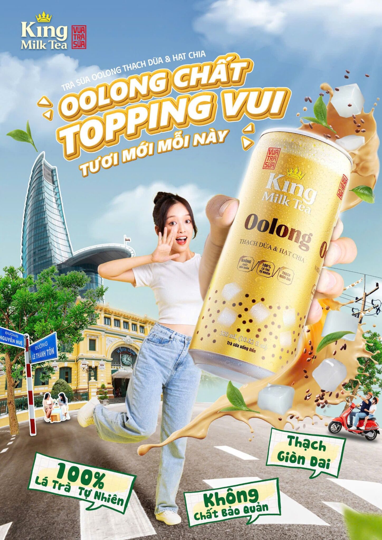 Kin Milk Trà Sữa Uống Liền King Milk Tea Oolong Thạch Dừa & Hạt Chia - King Coffee