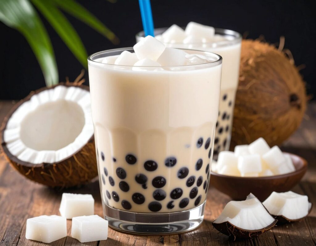 thạch dừa trà sữa