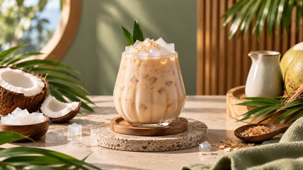 thạch dừa trà sữa