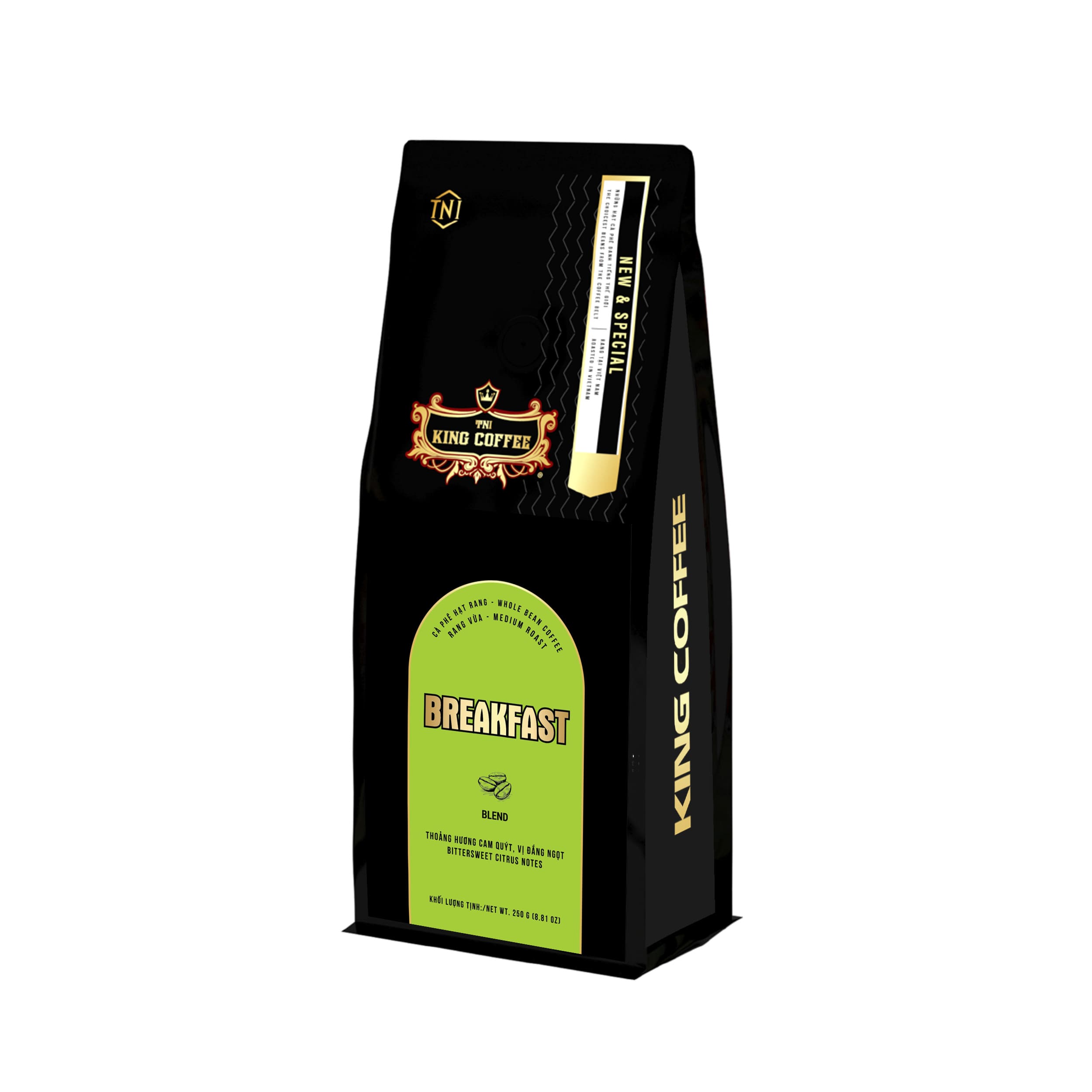 King Coffee Breakfast Blend Whole Bean coffee - Bag 250gr