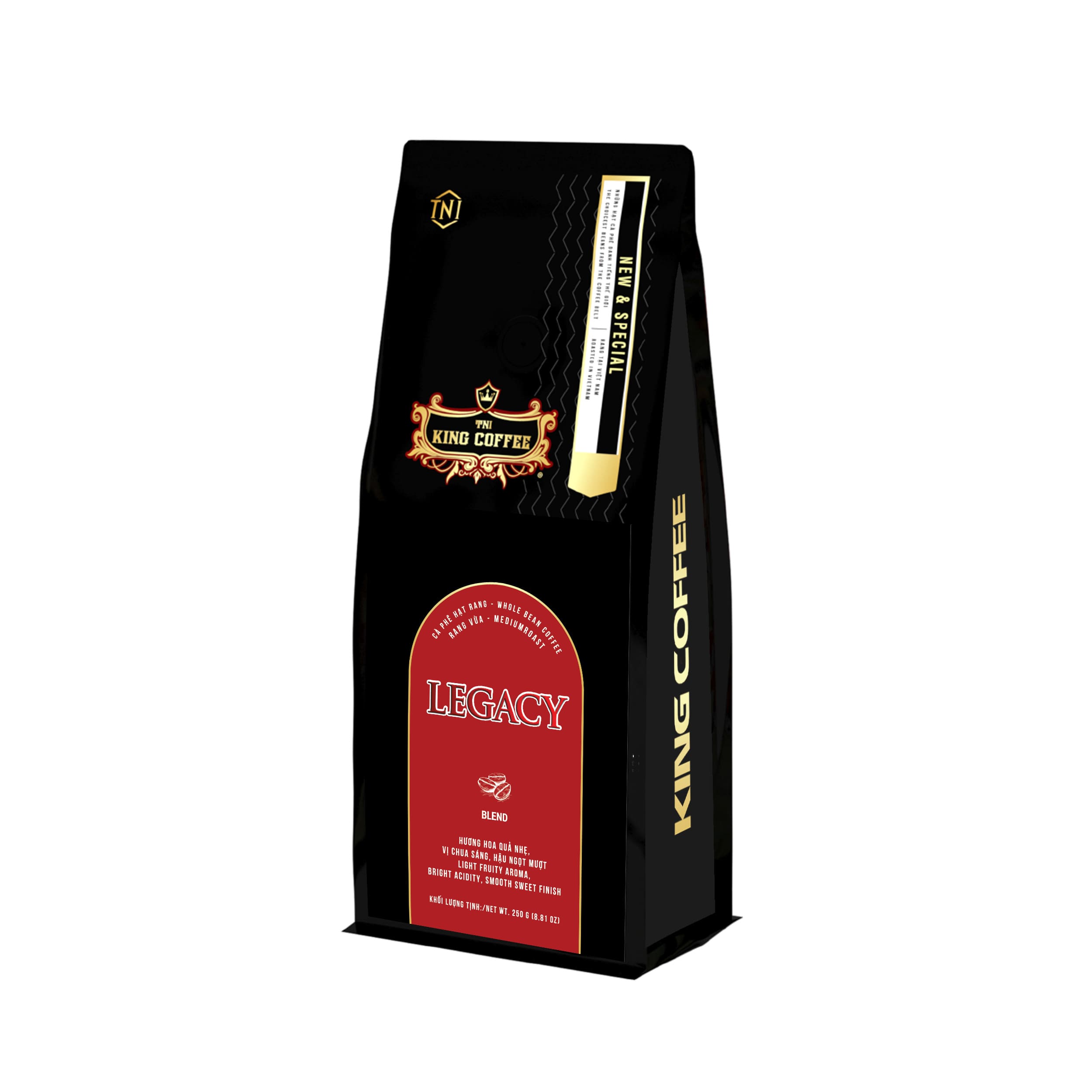 King Coffee Legacy Blend whole bean coffee - Bag 250g