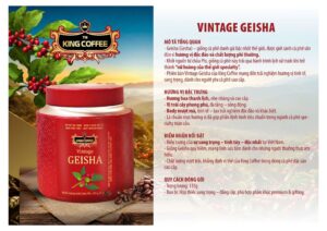 KING COFFEE VINTAGE GESHA hạt rang - Lon 135g