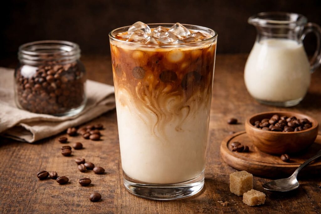 cách pha latte đá