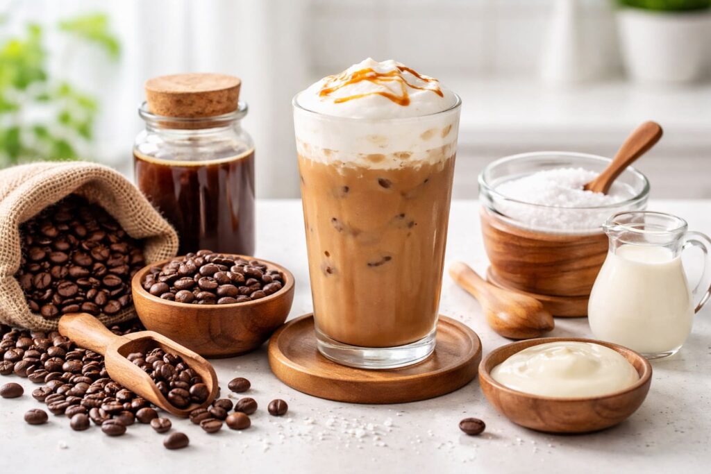 Nguyên liệu cần chuẩn bị để pha cà phê muối