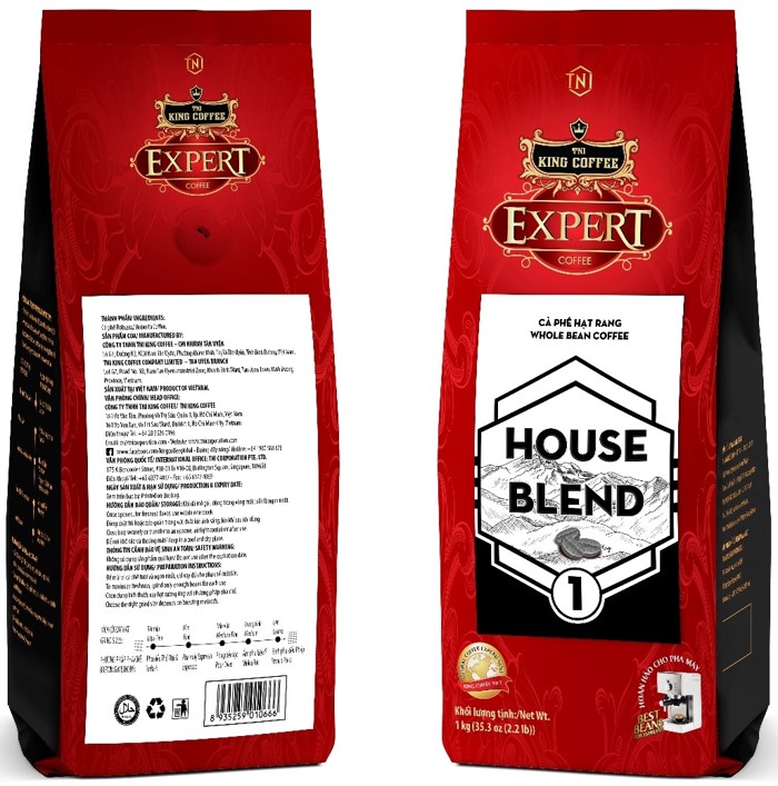 King Coffee House Blend 1 Whole Bean coffee – Túi 1kg