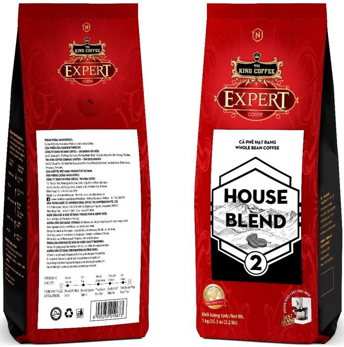 King Coffee House Blend 2 Whole Bean coffee – Túi 1kg