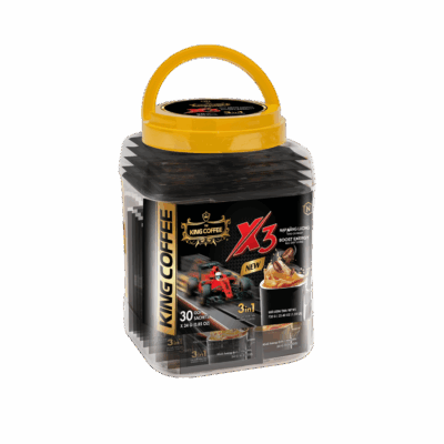 KING COFFEE Hòa tan 3IN1 X3 – Hộp nhựa 30 sachets x 24g