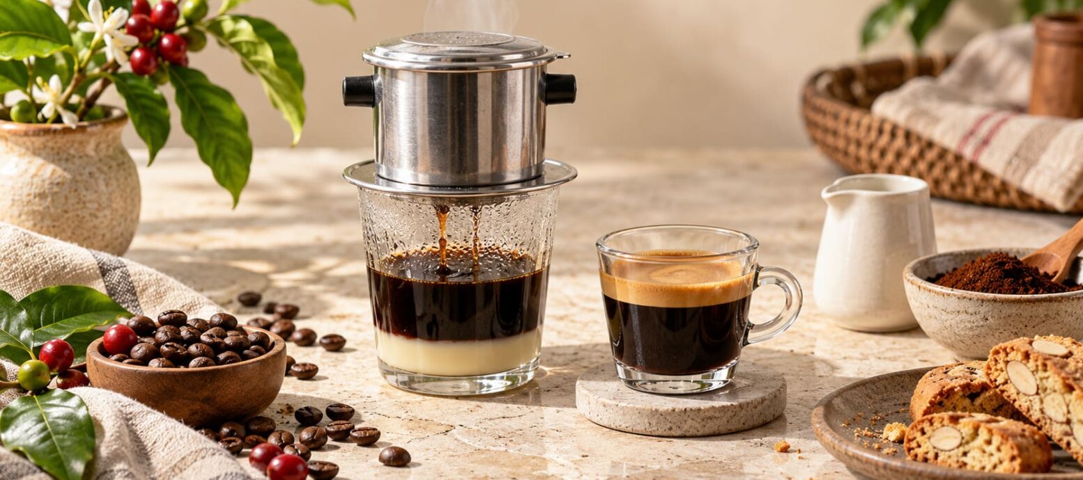 cà phê espresso và cà phê phin