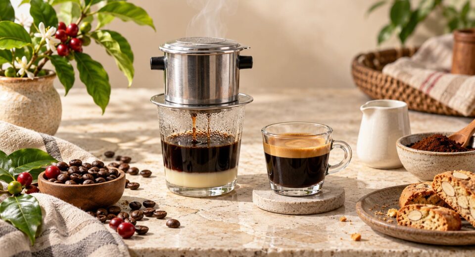 cà phê espresso và cà phê phin