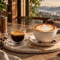 cà phê espresso và cappuccino
