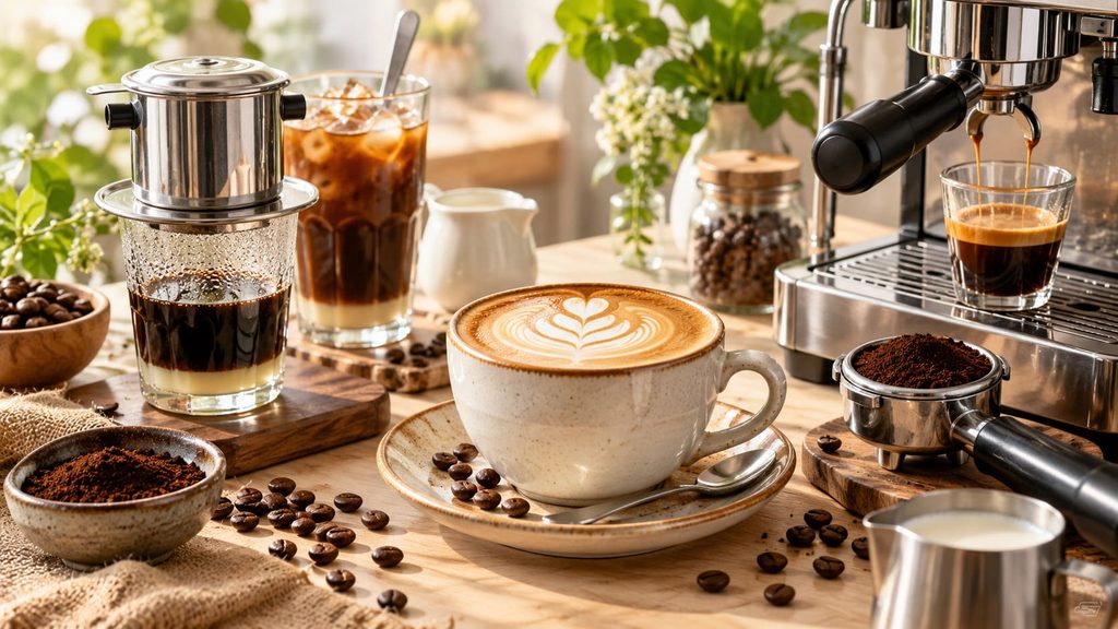 cà phê pha phin và pha máy khác nhau như thế nào