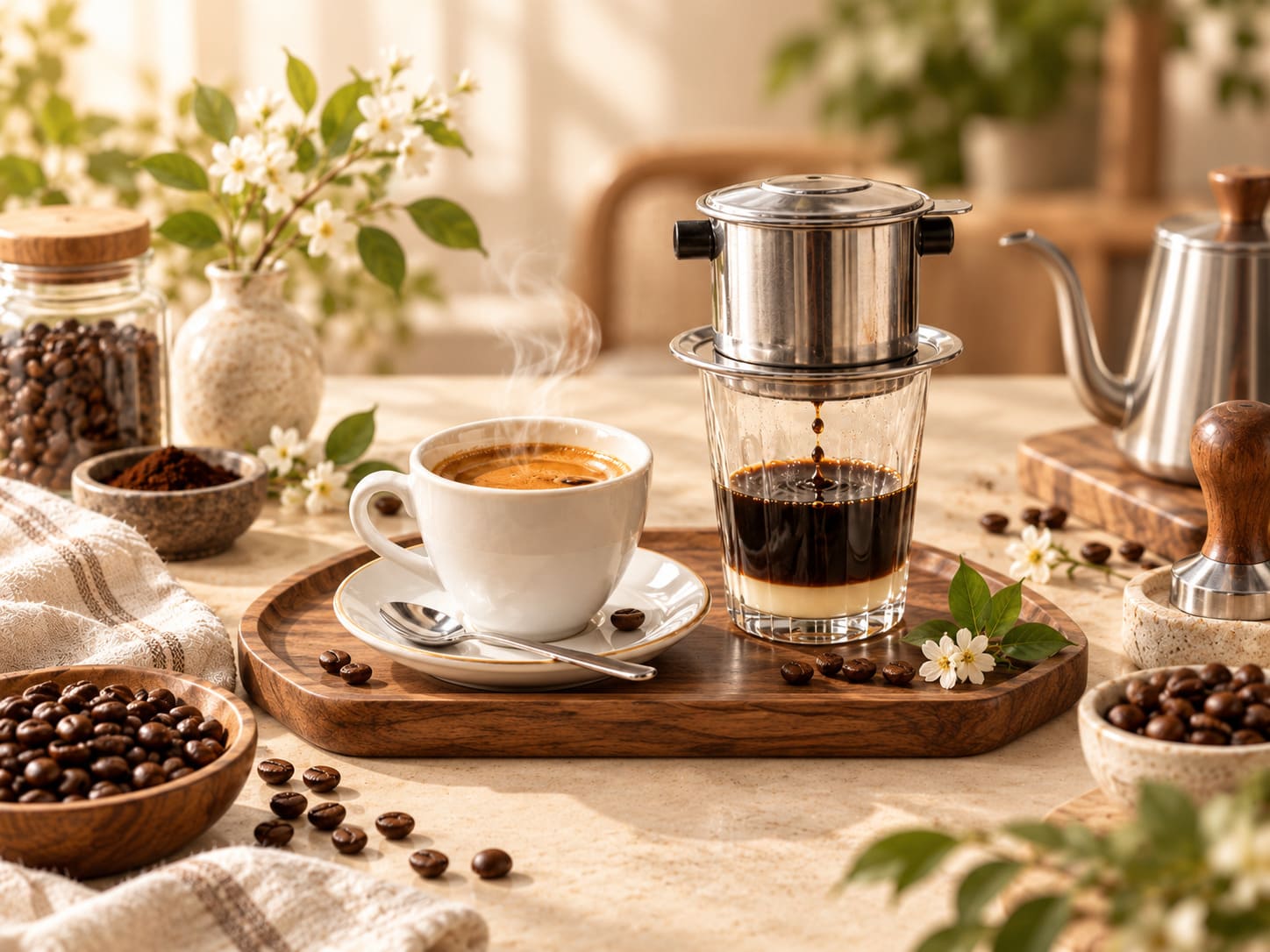 cà phê phin và espresso